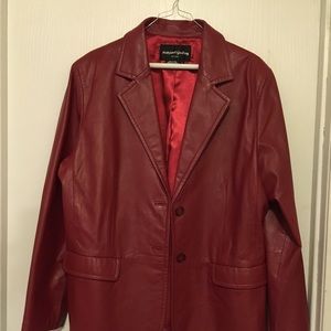 Red leather coat